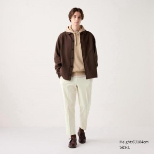 Uniqlo Smart Ankle (Corduroy) Men Trousers Off White US | RFJM-03914