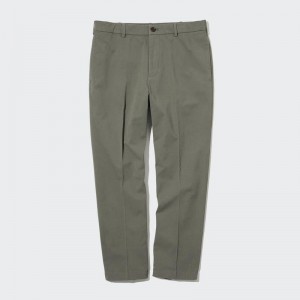 Uniqlo Smart Ankle (Cotton-Like) Men Trousers Olive US | BOTX-95763