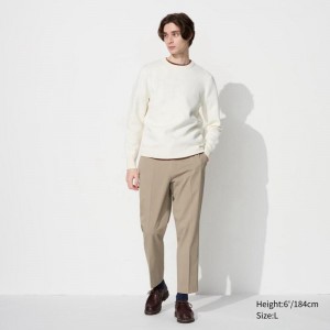 Uniqlo Smart Ankle (Cotton) Men Trousers Beige US | EOWJ-74210