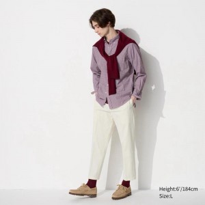 Uniqlo Smart Ankle (Cotton) Men Trousers Off White US | KRVW-05231