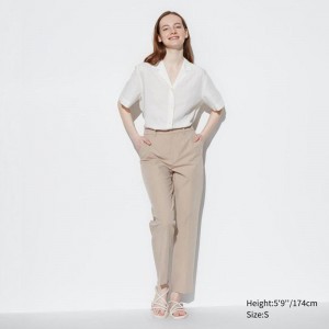 Uniqlo Smart Ankle Length (Long) Women Trousers Beige US | UNPY-75230