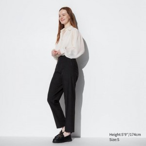 Uniqlo Smart Ankle Length (Long) Women Trousers Black US | DUQE-36745