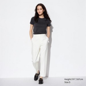 Uniqlo Smart Ankle Length Women Trousers White US | VUGZ-38541