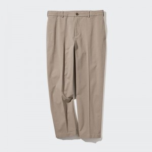 Uniqlo Smart Cotton Ankle Length (Long) Men Trousers Beige US | ESTI-53046