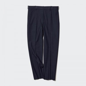 Uniqlo Smart Wool-Like Ankle Length (Long) Men Trousers Navy US | KQAX-39862