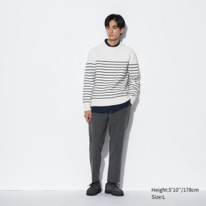 Uniqlo Smart Wool-Like Ankle Length Men Trousers Grey US | VSHY-80139