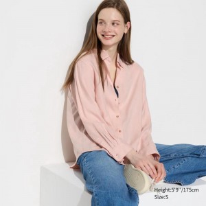 Uniqlo Soft Flannel Skipper Women Shirts Pink US | LGRC-89401