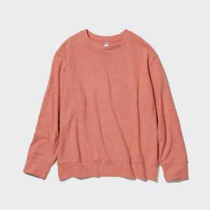 Uniqlo Soft Fleece Crew Neck Long Sleeved Women T-Shirts Light Orange US | JMAV-50376