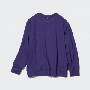 Uniqlo Soft Fleece Crew Neck Long Sleeved Women T-Shirts Purple US | DFCS-38012