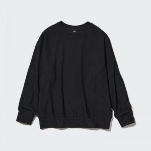 Uniqlo Soft Fleece Crew Neck Long Sleeved Women T-Shirts Black US | LQDC-79068