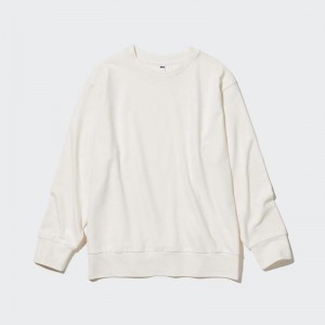 Uniqlo Soft Fleece Crew Neck Long Sleeved Women T-Shirts Off White US | SQVU-75631