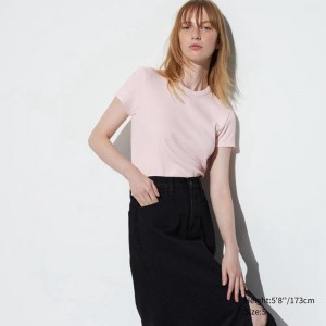 Uniqlo Soft Ribbed Women T-Shirts Pink US | JFPK-13564