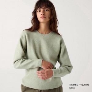 Uniqlo Soufflé Yarn Crew Neck Women Jumper Light Green US | PUEG-25917