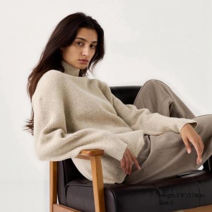 Uniqlo Soufflé Yarn High Neck Women Jumper Beige US | LTBP-23096