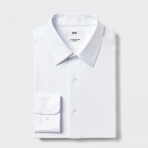 Uniqlo Super Non-Iron Jersey Slim Fit (Regular Collar) Men Shirts White US | NQOW-06843