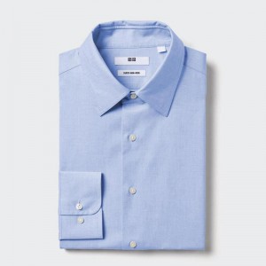 Uniqlo Super Non-Iron Regular Fit (Regular Collar) Men Shirts Light Blue US | BDSQ-49723