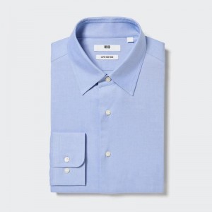 Uniqlo Super Non-Iron Regular Fit (Regular Collar) Men Shirts Light Blue US | LENU-23408