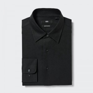 Uniqlo Super Non-Iron Regular Fit (Regular Collar) Men Shirts Black US | MPYE-82457