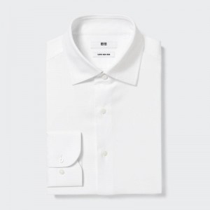 Uniqlo Super Non-Iron Regular Fit (Semi-Cutaway Collar) Men Shirts White US | BQAX-04523