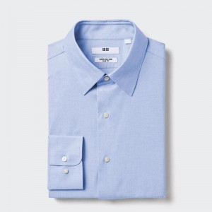 Uniqlo Super Non-Iron Slim Fit (Regular Collar) Men Shirts Light Blue US | FGYC-89732