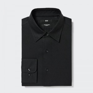 Uniqlo Super Non-Iron Slim Fit (Regular Collar) Men Shirts Black US | OWZS-07165