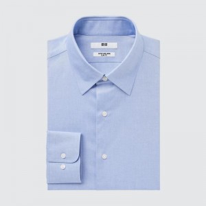 Uniqlo Super Non-Iron Slim Fit (Regular Collar) Men Shirts Light Blue US | UALN-48039