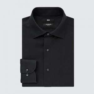 Uniqlo Super Non-Iron Slim Fit (Semi-Cutaway Collar) Men Shirts Black US | IUNC-27380