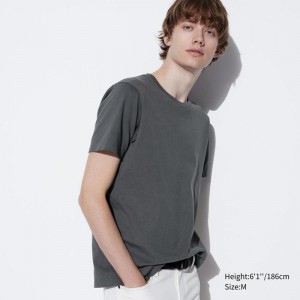 Uniqlo Supima Cotton Crew Neck Men T-Shirt Grey US | CNJM-20178