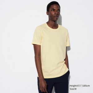 Uniqlo Supima Cotton Crew Neck Men T-Shirt Yellow US | PTRX-28903