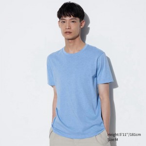 Uniqlo Supima Cotton Crew Neck Men T-Shirt Blue US | PVXQ-65978