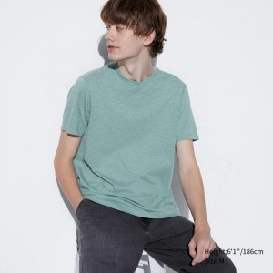 Uniqlo Supima Cotton Crew Neck Men T-Shirt Green US | IBCQ-35217