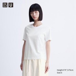 Uniqlo Supima Cotton Crew Neck Women T-Shirts White US | HPWI-13528