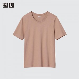 Uniqlo Supima Cotton Crew Neck Women T-Shirts Pink US | UPLN-20658