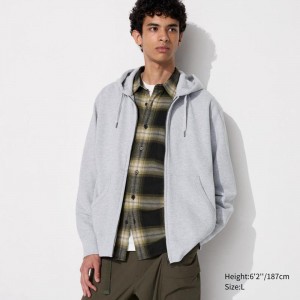 Uniqlo Sweat Full-Zip Men Hoodie Grey US | OVYW-84920