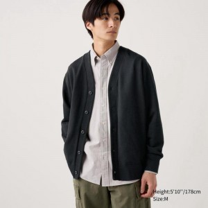 Uniqlo Sweat Men Cardigan Black US | MXVP-91570