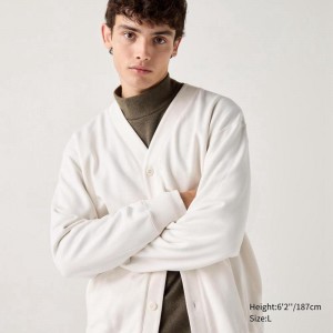 Uniqlo Sweat Men Cardigan Off White US | CBMH-58672