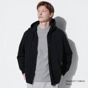 Uniqlo Sweat Zipped Men Hoodie Black US | GDWJ-08361