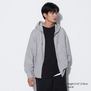 Uniqlo Sweat Zipped Men Hoodie Grey US | TVWJ-74356