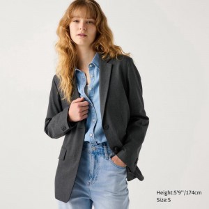 Uniqlo Tailored Women Jackets Dark Grey US | VXRG-70215