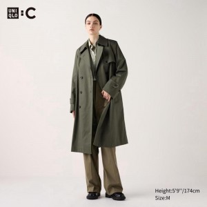 Uniqlo Trench Women Coats Olive US | AIVB-61902