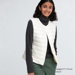 Uniqlo Ultra Light Down Compact Women Vests Off White US | MSEW-87301