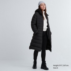 Uniqlo Ultra Light Down Long Women Coats Black US | XLGY-78506