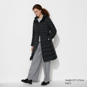 Uniqlo Ultra Light Down Long Women Coats Black US | WXZD-60715