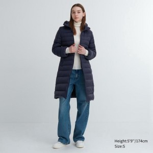 Uniqlo Ultra Light Down Long Women Coats Navy US | RSPT-05813