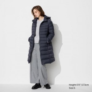 Uniqlo Ultra Light Down Long Women Coats Dark Grey US | NUHW-25601