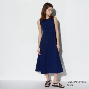 Uniqlo Ultra Stretch AIRism (Sleeveless) Women Dress Navy US | DGEF-28046