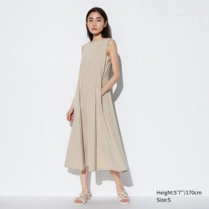 Uniqlo Ultra Stretch AIRism (Sleeveless) Women Dress Beige US | YIXQ-01947