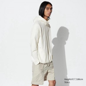 Uniqlo Ultra Stretch DRY-EX Zipped Men Hoodie Off White US | BXTM-89723