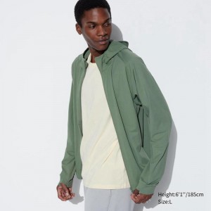 Uniqlo Ultra Stretch DRY-EX Zipped Men Hoodie Green US | PEUC-36412