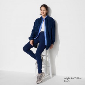 Uniqlo Ultra Stretch (Denim) Women Leggings Blue US | ZYID-74102